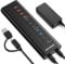 Powered USB Hub, ANYOYO Powered 11-Port Hub: 3.0A/C Ports, Smart Charging, Individual Switches with 12V/4A UK Adapter for Multi-Device Connectivity