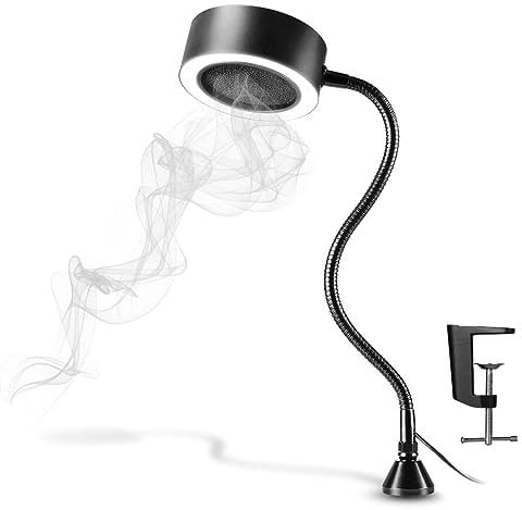 SainSmart Magnetischer Lötrauchabsorber, Rauchabsauger mit LED-Leuchten, Edelstahl-Schwanenhals und austauschbarer Tischklemme, tragbarer Lötrauchabsaugventilator