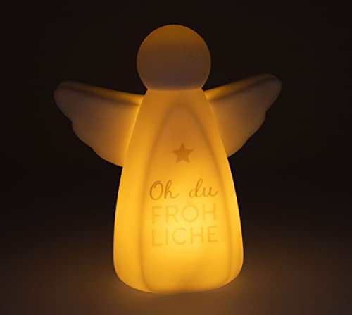WB wohn trends Nachtlicht für dich LED-Engel, Oh du Fröhliche, 11x12x5cm LED-Leuchte für Weihnachten Frohes Fest