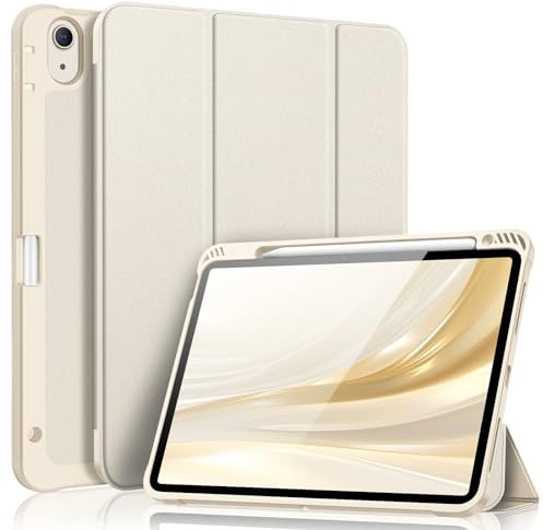 Fintie Hülle für iPad Air 11 Zoll M3 (2025)/M2 (2024), iPad Air 5. Generation (2022)/4. Gen 2020 10,9 Zoll mit Stifthalter, Soft TPU Rückseite Abdeckung Schutzhülle Intelligent Case, Starlight