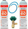 REPORSHOP - 2 Flaschen Gas ökologisch Minus 60 350 g + Ventil + Ersatzschlauch R32, R410A Freeze Bio