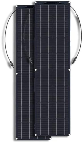 SHENGMIAOHE Kit de Panneau Solaire Monocristallin Flexible 500 W Panneau Solaire Ultra Fin Avec Contrôleur 40 A – 2 Panneaux Etfe 250 W 12 V-24 V Pour Famille, Camping-Car, Caravane, Bateau, Blanc/Bla