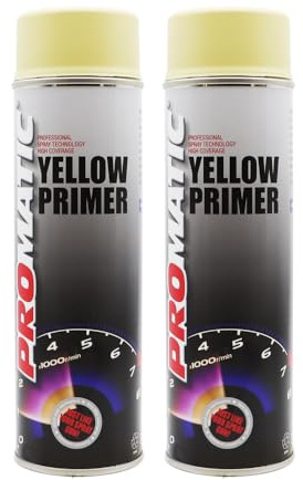 PROTOUCH 2x Promatic Yellow Primer Spray Aerosol, 500ml, Fast Drying, Corrosion Prevention, Optimises Topcoat Gloss, Easy to Sand
