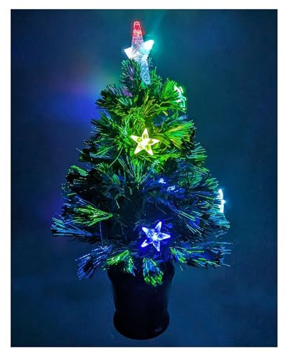 Holyart Albero Natale 12 LED RGB Fibre ottiche h 60 cm PVC Verde INT