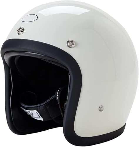 RCGNR Classic 500TX Small Body Helm 3/4 Offener Sturzhelm, Helmet Motorrad-Helm Vintage Jet-Helm Scooter-Helm Halbhelme Motorrad Helm ECE Zertifiziert,Weiß,M