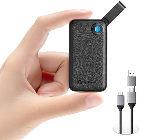 ORICO 1TB Portable SSD, Up to 2000MB/s, USB 3.2 Gen 2x2, Ultra-Mini, Compact with 2 in 1 USB C Cable, External Solid State Drives, Reliable Storage for USB C Smartphone, Tablet, PC - B20