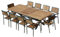 ALEOS. Gartengarnitur Edelstahl Teak Set: Ausziehtisch 200-260x100 cm + 10 stapelbare Sessel Edelstahl Teak A-Grade Holz Sitzgruppe - Gartenmöbel Set 10 Personen Gastronomie Qualität