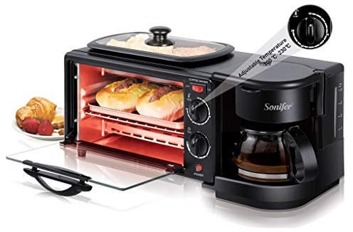 NTALJC Electric 3 In 1 Breakfast Making Machine Multifunction Drip Coffee Maker Household Bread Pizza Frying Pan Toaster