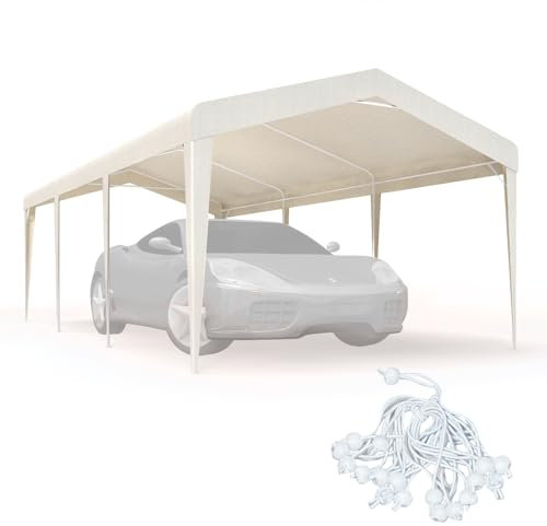 MEI&CO Carport Canopy 3 'x20' Ersatzabdeckung, 3-lagiges 300D Oxford + PU, wasserdicht & UV-geschützt, Garage Top Tarp Shelter Cover mit Ball Bungee Cords, Autoabdeckung Zelt (Rahmen nicht im