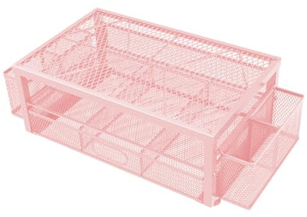 AsrMyjcx Monitor Stand Riser with Drawer and Pen Holder,Lightweight Desk Organizer Computer Stand for Printer, Bed,Workspace,PC,School, Pink