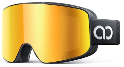 Lamicall Ski Goggles, Skiing Goggles - 【HD Anti-fog Lens】 UV400 Protection Snow/Snowboard Goggles with Wide OTG Over Helmet Compatible, Cat 3, Anti-glare for Men & Women
