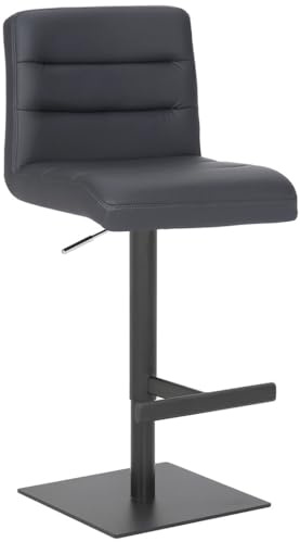 Lamboro Luscious Deluxe Kitchen Bar Stool, Matt Black Footrest, Adjustable Swivel Gas Lift, Breakfast Bar & Home Barstool, Charcoal Grey