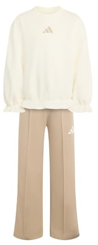 adidas Mädchen Seasonals Ruffles Sweatset Little Girls Track_Suit, off white/white, 4-5 Years