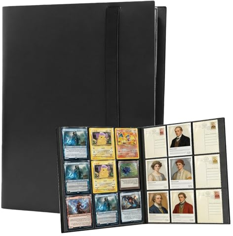 Álbum Cartas Pokémon 9 Bolsillos – Carpeta TCG para 540 Cartas, 30 Páginas de Carga Lateral con Fundas Protectoras – Archivador Pokémon con Binder Profesional (Negro)