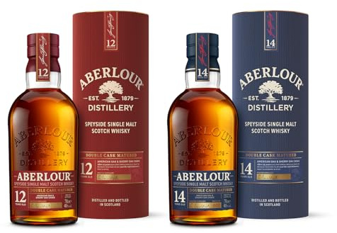 Lot de ABERLOUR 12 ans + ABERLOUR 14 ans Double Cask Whisky Ecossais Single Malt avec étui - 40% 70cl