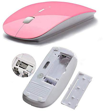Shot Case - Souris Ultra Plate pour PC Packard Bell sans Fil USB Universelle Capteur Optique 3 Boutons Couleurs (Couleur Rose)