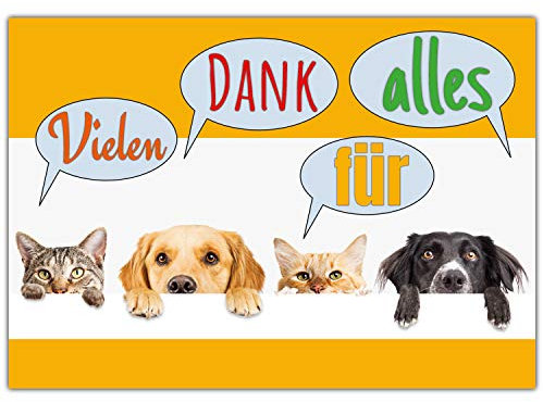 A4 XXL Dankeskarte HUNDE & KATZEN mit Umschlag - edle Klappkarte geeignet für alle Anlässe - Geburtstag Hochzeit Jubiläum Danke Karte von BREITENWERK