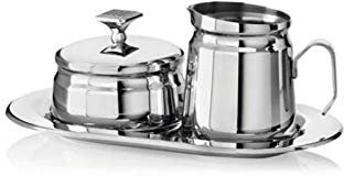 OTTAVIANI Home Set Lattiera e Zuccheriera con Vassoio in Metallo Argentato con Cristalli Referenza 77260