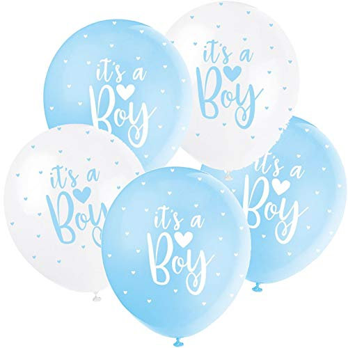 5 Ballons * It's A Boy * zur Deko für die Geburt eines Jungen | in weiß und blau | Luftballons Baby Pinkelparty Kinder Geburtstag Partydeko