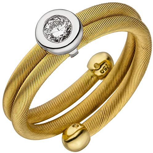 Jobo Damen-Ring aus 18 Karat 750 Gold Bicolor mit 1 Diamant Größe 60