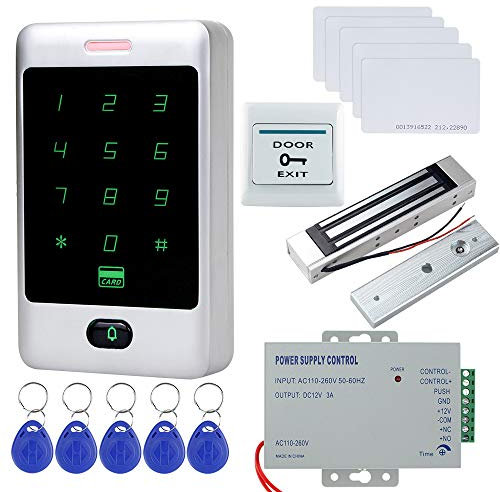 Dongyang Teclado de Metal Táctil con Control de Acceso RFID Independiente con Impermeable para Sistema de Puerta Sistema de Seguridad de 8000 Usuarios (with 180KG Magnetic Lock)