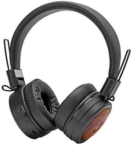 JAZ Cuffie Stereo Hard Bop, Wireless V5.0, Pieghevoli con Inserti in Legno, Microfono e comandi integrati, padiglioni Imbottiti e Lettore TF Card