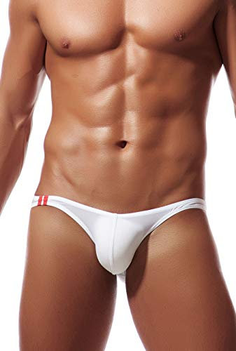 Newsywell Men's Ice Silk Underwear Bulge Pouch Briefs Sport Classic Trunk Stretchy White Large