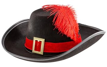 Deiters Hut Musketier mit Feder rot/schwarz 59