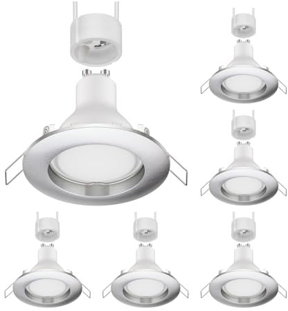ledscom.de 6 Stück LED Decken-Einbaustrahler CIRC chrom matt GU4,888W 450lm weiß