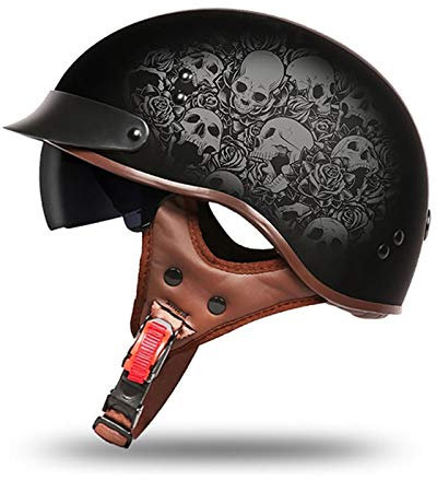 GAOZHE retrò Casco Scodella,Caschi Motorino Vintage Portatile Mezzi Caschi Jet, Casco Jet Moto Aperto Scooter ECE Omologato Donna Uomo con Visiera Parasole