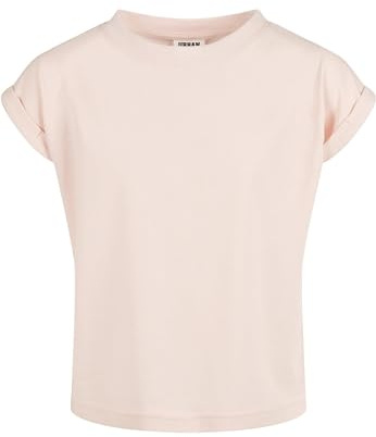 Urban Classics Mädchen Organic Extended Shoulder Tee – Lockeres T-Shirt im Loose Fit aus Bio-Baumwolle, kurzärmelig, Basic Sommer Shirt für Freizeit & Alltag,Rosa,110-116