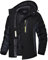 TACVASEN Damen Wasserdicht Fleece-Futter Winterjacke Arbeitsjacke Rahrradjacke Innenfutter Funktionsjacke Regen Coat Windbreaker (L, Schwarz-Grau)