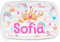 Fupies Porta pranzo e merenda personalizzato con nome con corona watercolor, Rosa