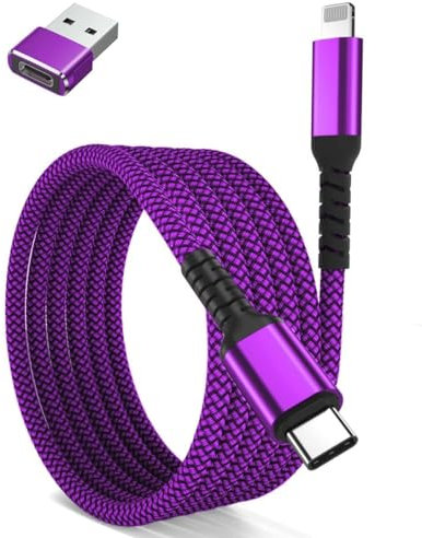 Basesailor USB C auf Lightning Ladekabel 3M mit USB A Adapter,Lang Nylon Kable,Typ C Netzteil PD Schnellladekabel für iPhone 14 13 12 11 X Xr Mini Pro Max SE Plus 2021,A/PPLE IOS Airpods 3,iPad 7 8 9