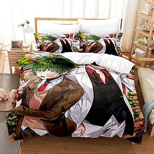 My Hero Academia Midoriya Izuku Anime Bettwäsche-Sets Cartoon 3D-gedrucktes Polyestergewebe 1 Bettbezug + 1/2 Kissenbezüge (keine Bettdecke)