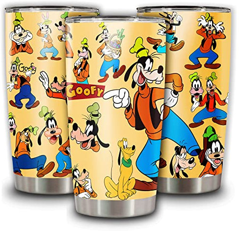Isolierter Becher aus Edelstahl Goofy Familie Vakuumbecher Kaffee Reise Tasse Teeflasche mit Deckel Freund 590 ml Becher Geschenke für Freunde Kollegen Vatertag Geburtstag Weihnachten