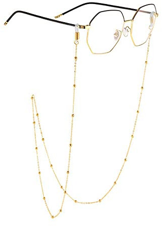 RY-EARL Brillenketten für Lesebrillen,2PCS Stilvolle rutschfeste Augenkette Cord Damen Lesebrille, transparente Zirkonoxid-Sonnebrillen Band Lesebrillen Brille Cords Hals Strap (Gold & Silber)