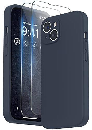 SURPHY Compatible with iPhone 14 Plus Case with Screen Protector, Liquid Silicone Individual Protection for Each Lens Shockproof Thickened Rubber for iPhone 14 Plus 6.7 inch 2022, Midnight Blue