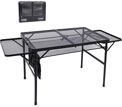 Nice C Campingtisch, Tisch für Grill, Klapptisch Campingtisch, Kartentisch Verstellbare Höhe & Breite, Netztasche, Seitentasche Leicht, Tragegriff für Outdoor, Picknick, Strand, Indoor