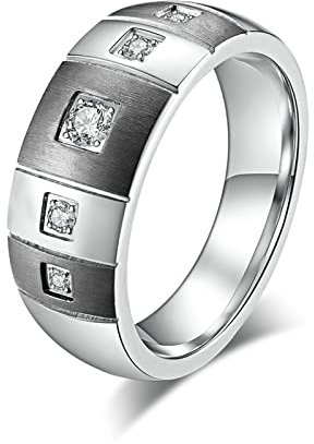 Beydodo Herren Ring Bicolor, Edelstahl Ring 5.5MM mit Zirkonia Freundschaftsring Bicolor Ring Personalisiert Gr.60 (19.1)