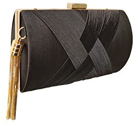 CORIOS Damen Clutch Tasche Abendtasche Fransen Kettentasche Tasche Luxurious Klein Umhängetasche Elegante Schultertasche Hochzeit Wedding Prom Party Handtasch Schwarz