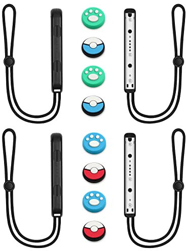 Vicloon Gamepad Handschlaufe, 2 Paar Handschlaufe für Switch Gamepad mit 4 Joystick-Kappen, Gamepad Handschlaufe für Switch Joycon, Ersatz Handschlaufe für Joy Con Controller(Schwarz)