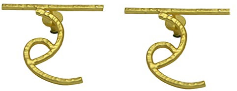 DeKulture Hindi Alphabet R Hand Beaten Brass Stud Earring Jewelry For Women