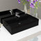 HIGSOSE Lavandino con Foro Rubinetto Ceramica 60,5x42,5x14,5 cm Arredo Bagno Lavello da Esterno Lavello Bagno Lavabo da Appoggio Lavabo Sospeso Mobile Sospeso Bagno Nero Lavatoio Ceramica