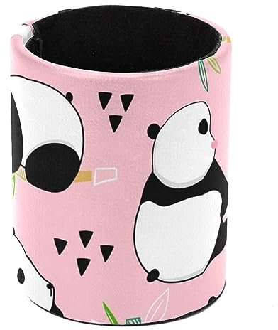 Pot à crayons rond pour bureau, motif panda kawaii mange ours en bambou - Pot à crayons - Pot à crayons - Pot à crayons - Porte-pinceaux de maquillage - Présentoir de bureau - Organiseur de papeterie