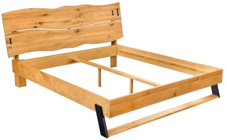 riess-ambiente.de Massivholz Doppelbett Amazonas 180x200cm Natur Wildeiche Baumkante