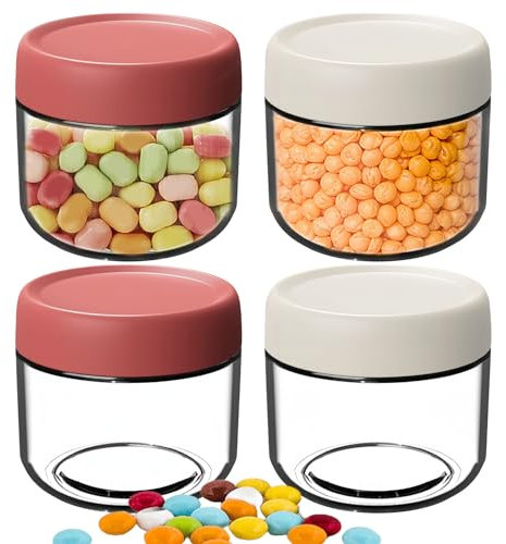 Sporgo Lot de 4 pots à confiture de 300 ml : bocaux de conservation avec couvercle à visser, petits bocaux réutilisables avec couvercle, verres à portion Overnight Oats pour cadeaux d'invités et