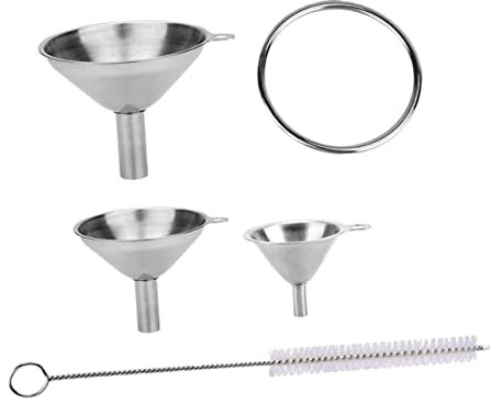 HEMOTON 1set Imbuti Acciaio Inossidabile Con Spazzola Imbuto Per Uso Quotidiano Ampia Bocca Per Trasferimento Liquidi e Pulizia Facile Utensili Da Cucina Resistenti e Pratici