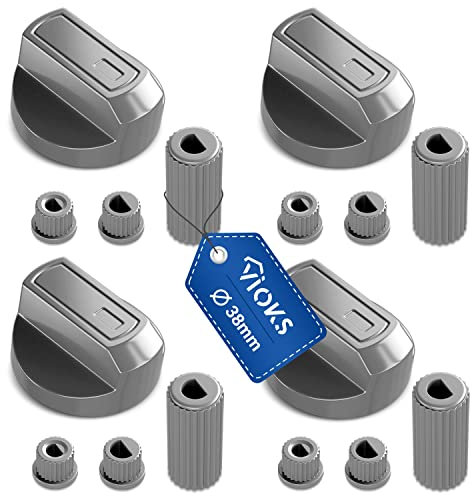VIOKS Set di 4 Manopole per Fornelli Elettrici e a Gas, Diametro 38 mm, 16 Pezzi, Interruttori per Forni