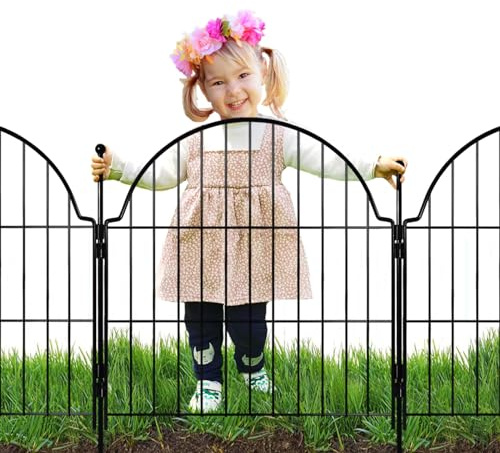 6 Panels No Dig Decorative Garden Fence for Yard, 24in (H) x 12.2ft (L)
